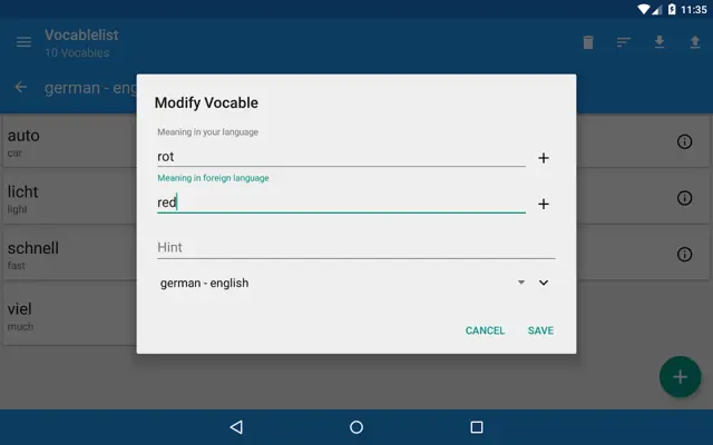 Vocabletrainer android App screenshot 4